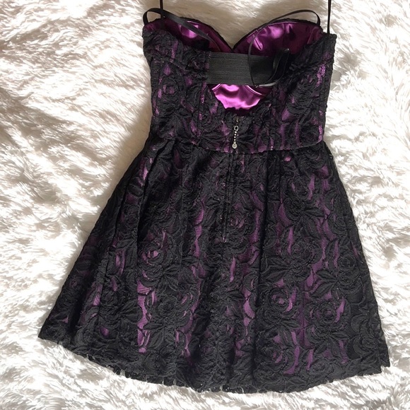 Guess Purple and Lace Fit and Flare Bustier Dress - Picture 3 of 6